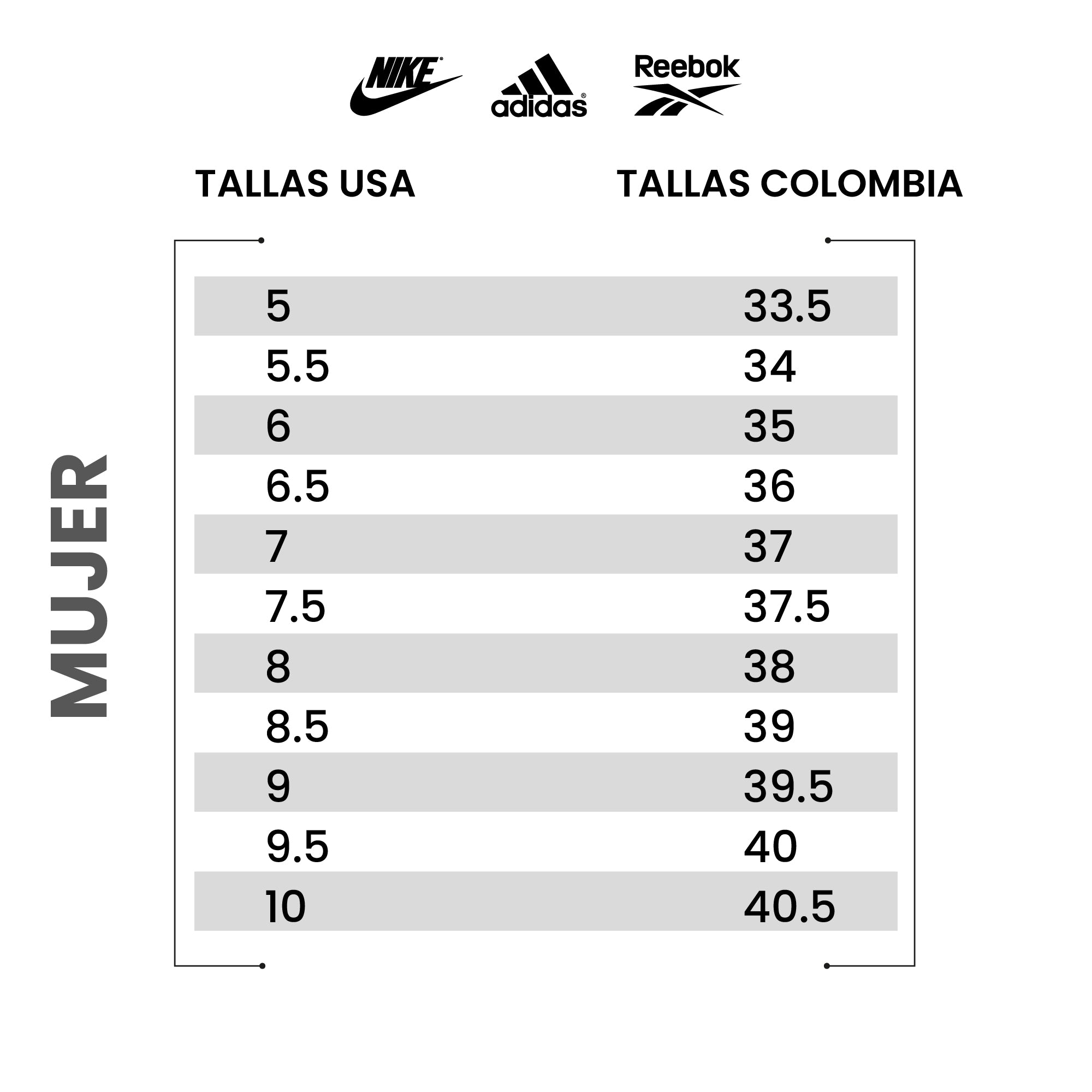 tallas americanas nike