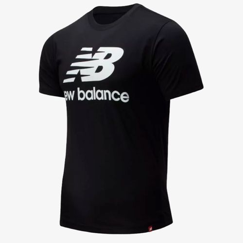Camiseta new balance essentials stacked logo tee hombre negro