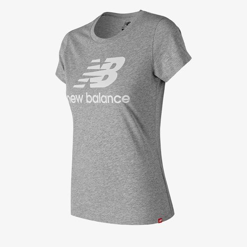 Camiseta new balance essentials stacked logo tee mujer gris