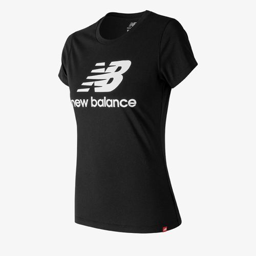 Camiseta new balance essentials stacked logo tee mujer negro