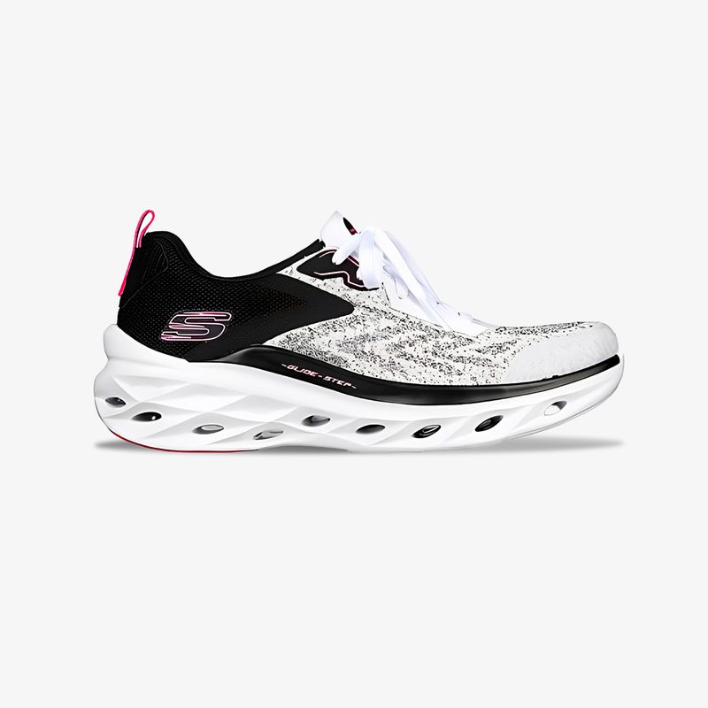 Tenis Skechers Glide STep Mujer Blanco Negro Rosado