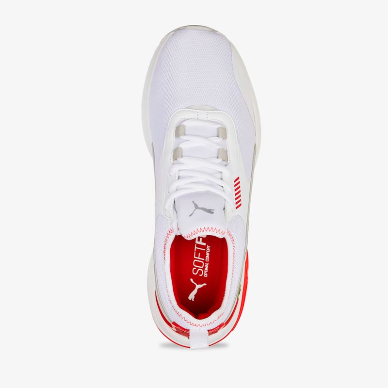 Zapatilla Puma Para Hombre Electron En Color Blanco Con Rojo.