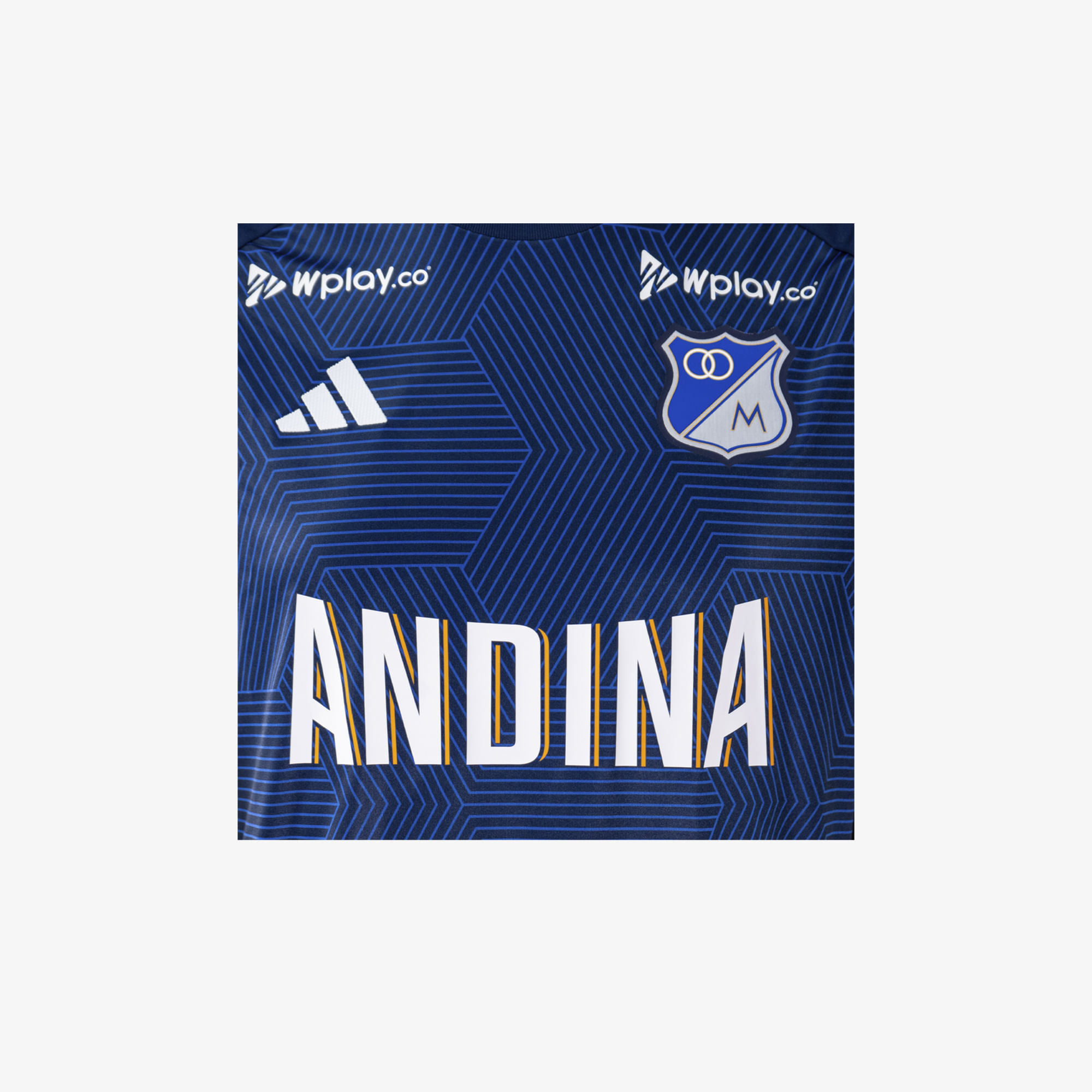 Camiseta Adidas Local Millonarios Fc 2024 Hombre Azul Dorado