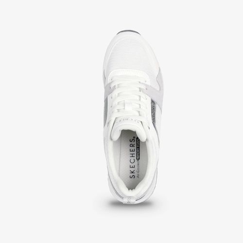 Tenis Skechers Runway Mujer Blanco Plateado