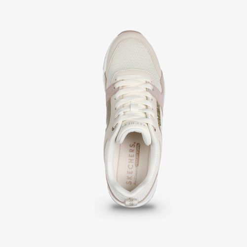 Tenis Skechers Runway Mujer Blanco Dorado